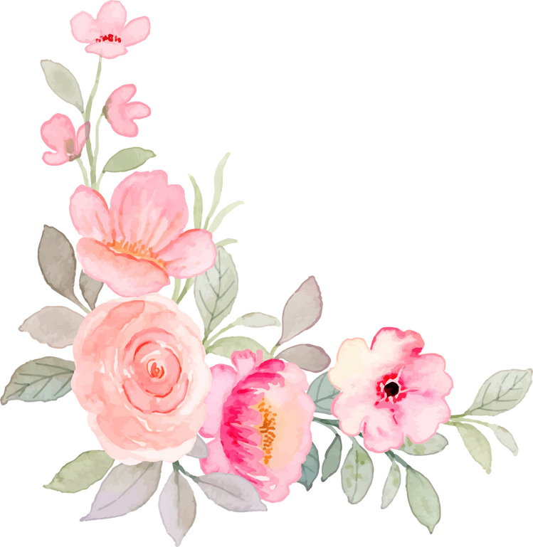 Watercolor pink flower arrangement