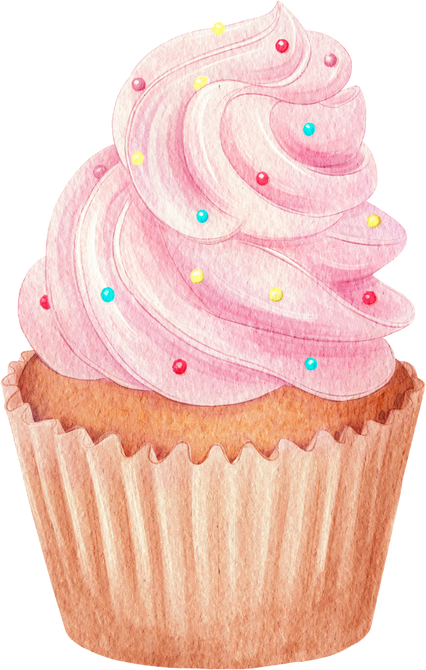 Watercolor Cupcake with color candies