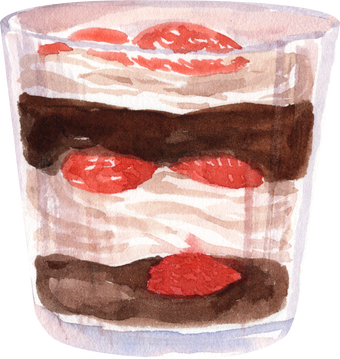 Layered dessert watercolor illustration